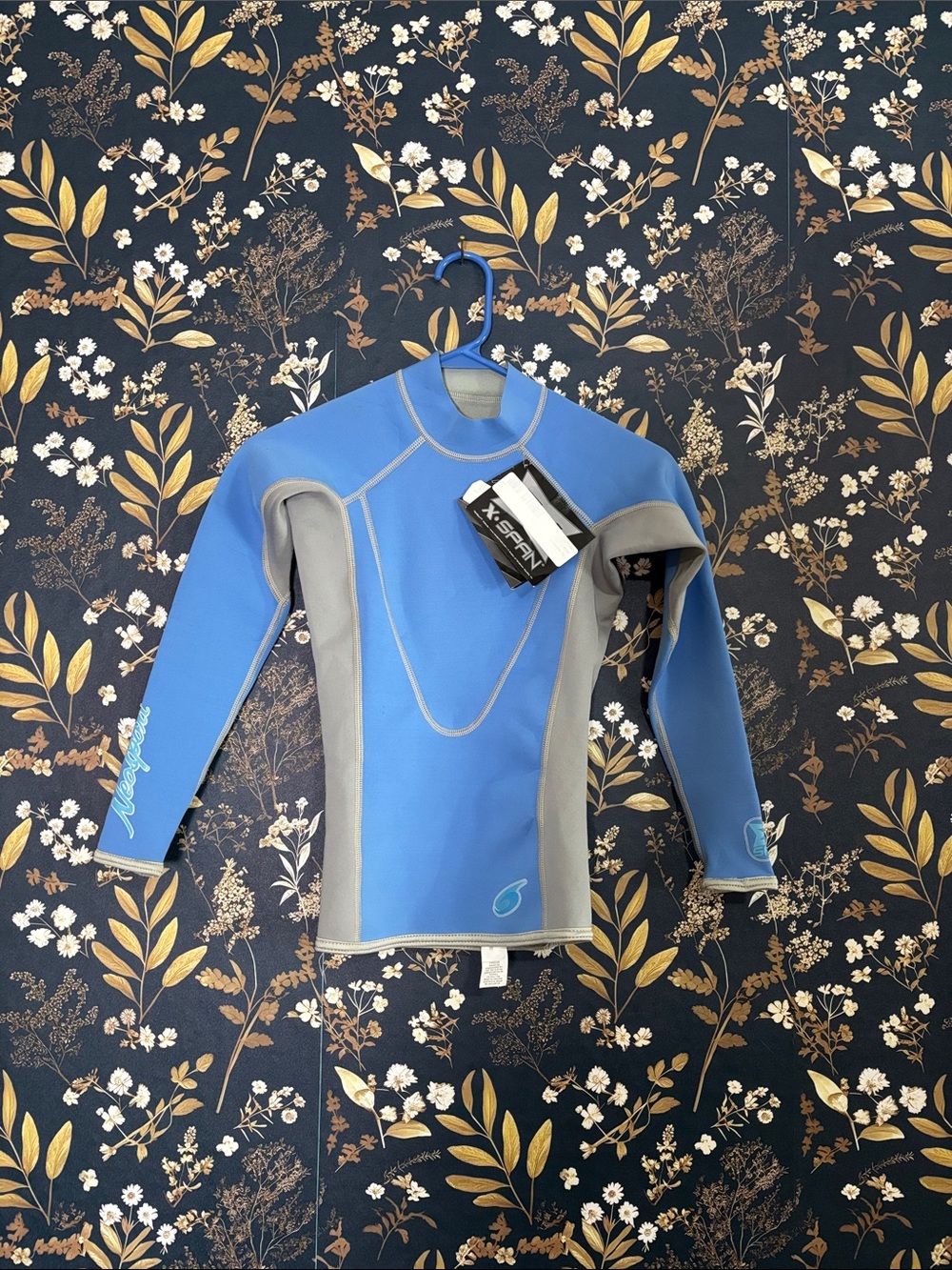 Kids Blue & Gray Rash Guard Swim Top - XSPAN